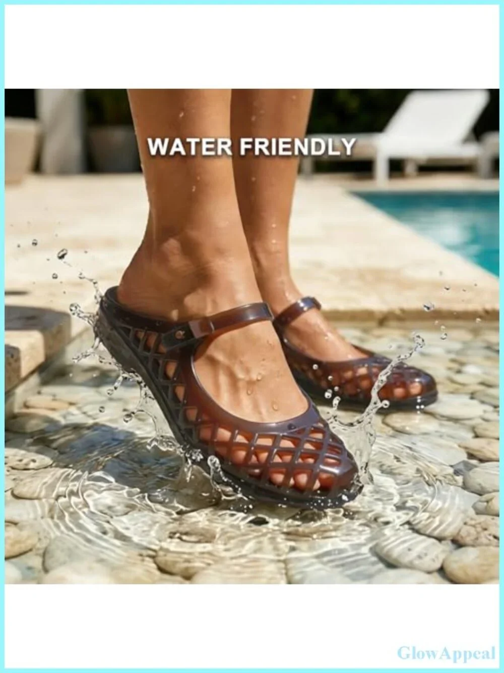Women's Clear Jelly Slide Sandals Closed Toe Water-Friendly Summer Beach Shoes
